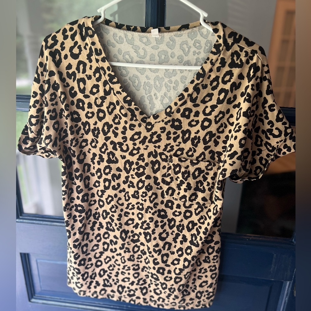 Animal print v-neck shirt